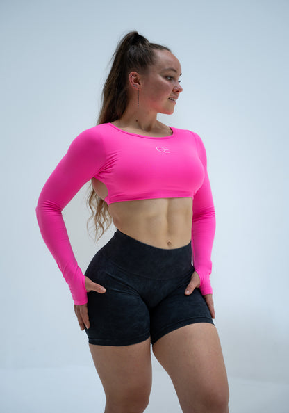 DAVOMI Open Back Longsleeve - Neon Pink