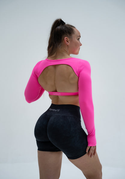 DAVOMI Open Back Longsleeve - Neon Pink